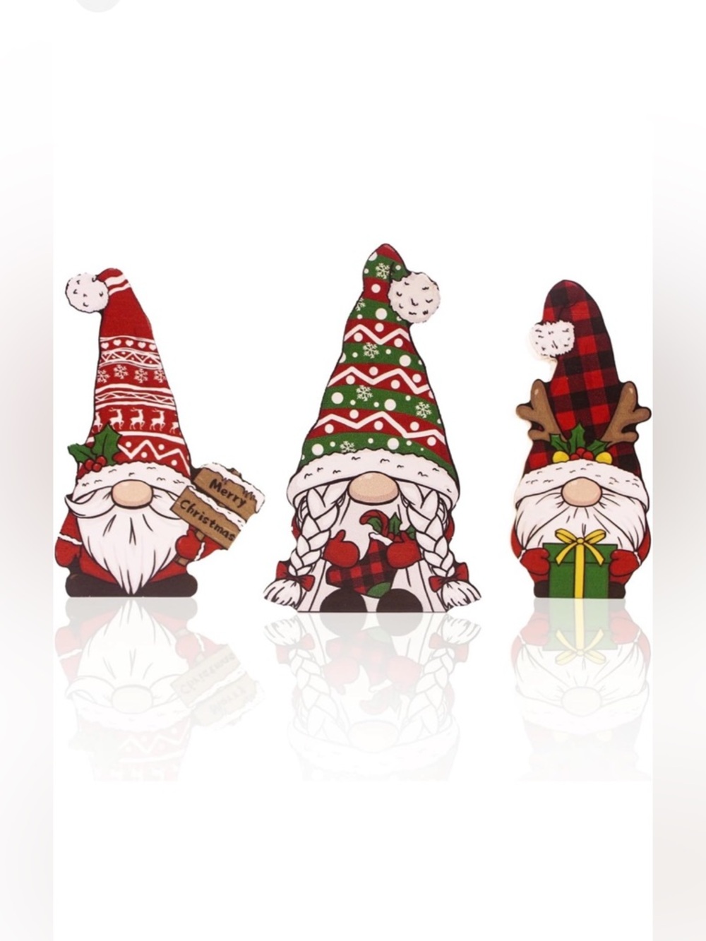 Festive Christmas gnome table decoration 3Pc